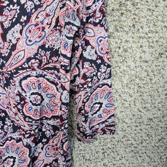 Talbots Top Womens Small Blue Paisley Print Pintuck 3/4 Sleeve Casual Ladies - Picture 2 of 7